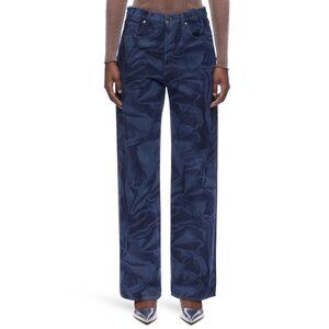 VIAVIA The High Rise + Wide Italian Printed Jeans in Indigo Mercury Pattern